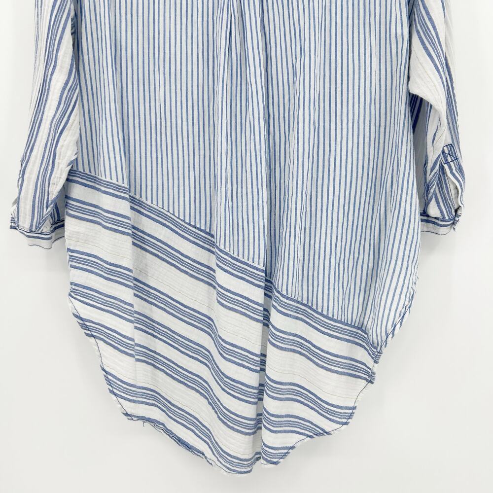 Anthro Holding Horses Blue White Stripe Wrap High Low Tunic Top Coastal Womens S - Picture 10 of 13